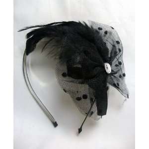  NEW Black Feather and Veil Headband, Limited.: Beauty