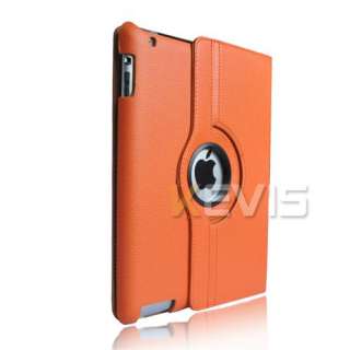   Magnetic Leather Case Smart Cover With Swivel Stand iPad 2 Orange