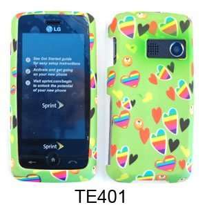   TOUCH LN510 COLORFUL SMALL HEARTS ON GREEN Cell Phones & Accessories
