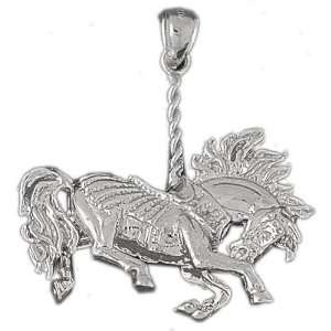   White Gold Charm 3 D Carousels 18.5   Gram(s) CleverSilver Jewelry
