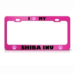  Shiba Inu Paw Love Pet Dog Metal license plate frame Tag 