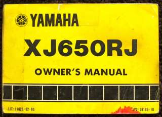 YAMAHA 1981 XJ650RJ MOTORCYCLE OWNERS MANUAL #5V2 28199 10  