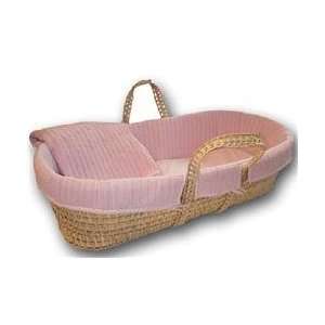    Tadpoles Classics Gingham Pink   Cable Knit Moses Basket: Baby