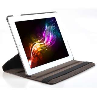 For iPad 2 Brown 360°Rotating Stand Crocodile Leather Magnetic Smart 