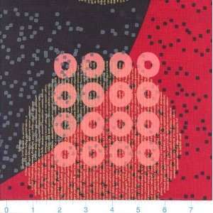 45 Wide Lonnis Typospheres Circles & Dots Red/Black Fabric By The 