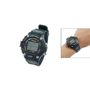  Como Men Soft Plastic Perforated Band Digital Alarm Watch 