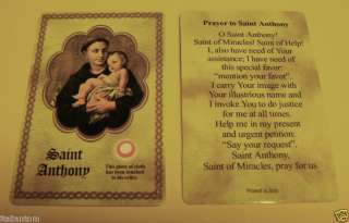 ST SAINT ANTHONY OF PADUA RELIC PRAYER CARD PIECE CLOTH  