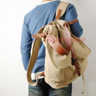 Khaki Rucksack Backpack Shoulder Canvas Bag Shopper New  