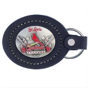  St. Louis Cardinals Black Leather and Pewter Keychain 