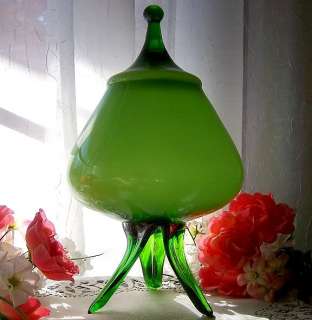   ITALIAN ART GLASS APOTHECARY CANDY JAR COMPOTE/ SPLAYED LEGS  