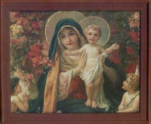 Framed Picture, Wood Frame, Virgin Mary Religious Saint  