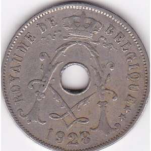  1928 Belgium 25 Centimes Coin 