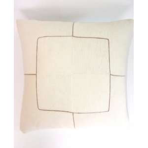  Rani Arabella Checkered Stitches Pillow Taupe/Ivory  24 x 
