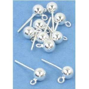  10 Sterling Silver Earrings Ball Stud Post Parts 5mm