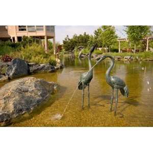  Brass Crane Pair Spitters Large, (59 & 52 tall) Patio 