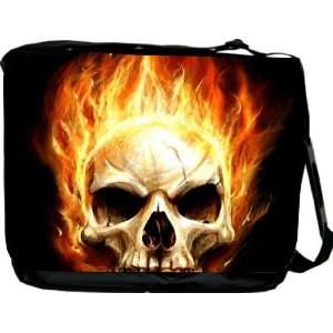  Rikki KnightTM Skull on Fire Design Messenger Bag   Book 