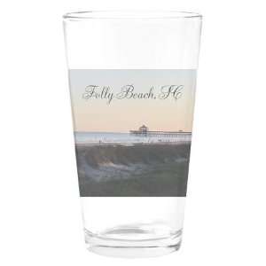 Folly Beach Pier, SC Charleston, SC Standard Pint Drinking Glass 