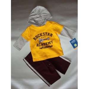   piece L/S Born to Rock Hooded Pant Set Yellow/Burgundy (9 Months