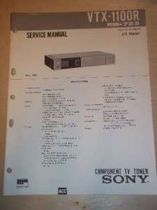 Sony Service Manual~VTX 1100R Component TV Tuner  