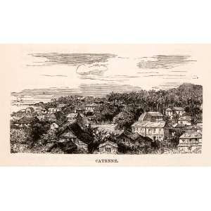 : 1878 Wood Engraving French Guiana Cayenne City South America France 