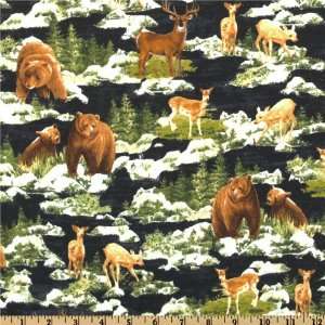   Deer and Bears Green/Black Fabric By The Yard: Arts, Crafts & Sewing