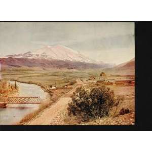 1906 Print Colorado Mount Sopris Valley Village River 