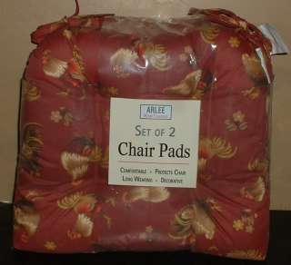 4PC ROOSTER CHAIR PADS~CHICKEN CUSHIONS SET~COUNTRY FARM~KITCHEN DECOR 
