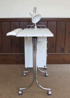   White Manicure Nails Station Table Desk Lamp Drawers Kaemark Chair VGD
