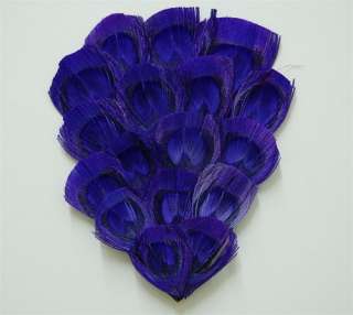 ONE PEACOCK FEATHER PAD   Bleached PURPLE; Headband/Hat/Bridal/Dress 