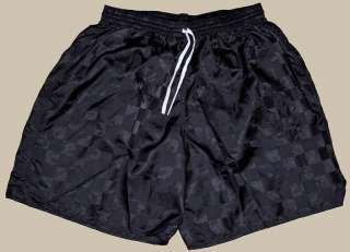 Black Checker Nylon Soccer Shorts   Medium *NEW*  