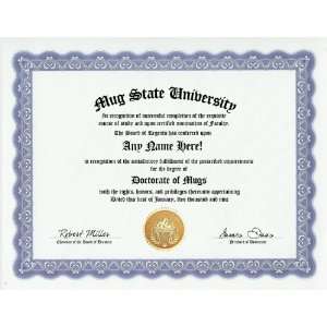   Doctorate Certificate (Funny Customized Joke Gift   Novelty Item