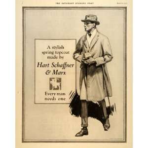  1922 Ad Spring Top Coat Hart Schaffner Marx Man   Original 