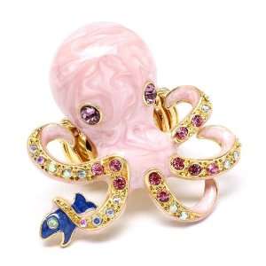  Crystal Lt. Pink Octopus Stretch Designer Inspired Ring 
