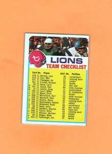 1973 TOPPS DETROIT LIONS TEAM CHECKLIST NRMT *H8100  