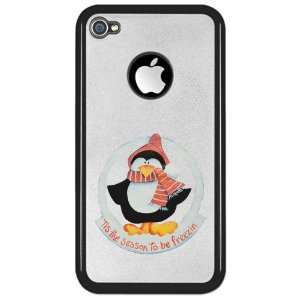 iPhone 4 or 4S Clear Case Black Christmas Penguin Tis The Season To Be 