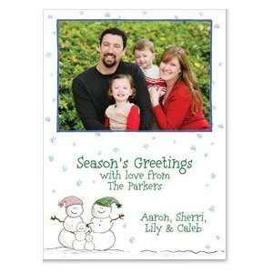  Snowmen Family of Four Christmas Photo Card Kitchen 