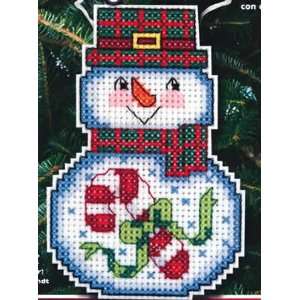   Snowman with Candy Cane Ornament kit (cross stitch): Arts, Crafts