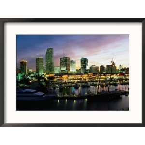  Night Skyline of Miami, Florida Collections Framed 