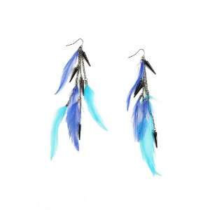  Turquoise And Black Feather Cone Earrings Jewelry