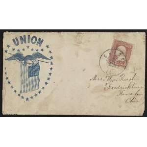  Civil War envelope,eagle with American flag surrounded by stars 