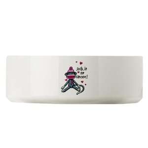   Cat Food Water Bowl Sock It To Cancer   Cancer Awareness Pink Ribbon