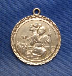 Vintage English Silver ST CHRISTOPHER Religious Medal Charm marked 