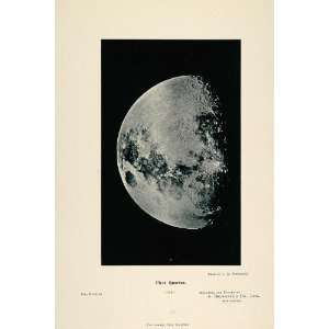  1897 Print Moon First Last Quarter Lunar LM Rutherford 