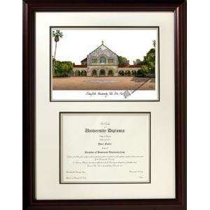  Stanford University Graduate Framed Lithograph w/ Diploma 