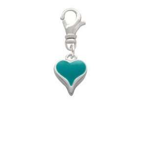  Small Long Teal Heart Clip On Charm: Arts, Crafts & Sewing