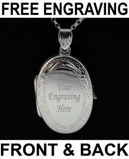 STERLING SILVER PICTURE LOCKET & CHAIN + FREE ENGRAVING  