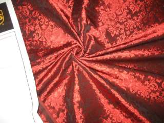 Spun Silk Brocade fabric Ruby Red Color  