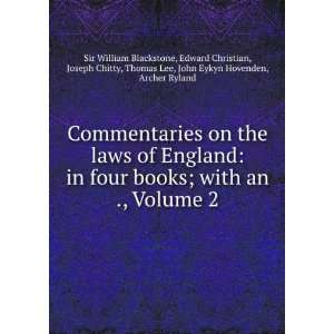   Lee, John Eykyn Hovenden, Archer Ryland Sir William Blackstone Books