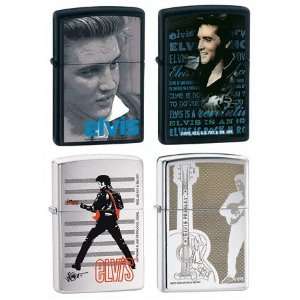 Zippo Lighter Set   Elvis Singer Music Guitar, Blue Name Photo, Black 