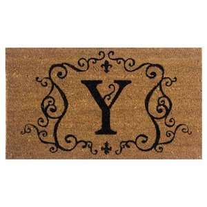  Traditional Coir Mat Insert with Y Monogram Patio, Lawn 